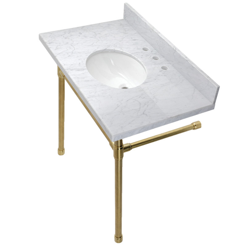Kingston Brass Polymarble Rectangular Console Bathroom Sink with